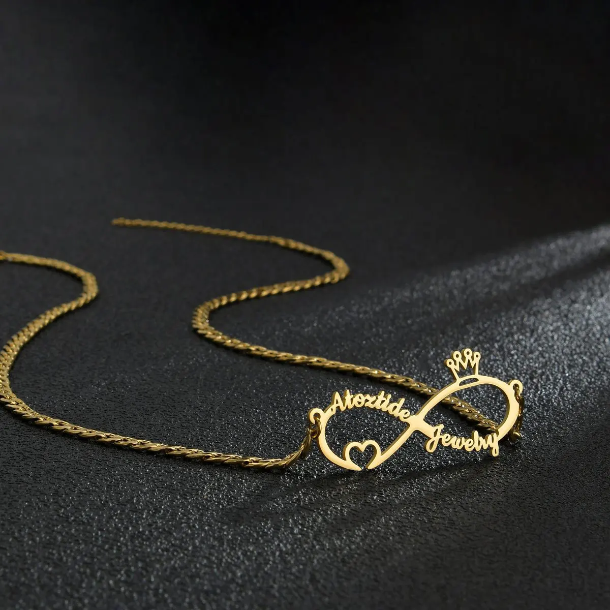 Collier en acier inoxydable avec nom personnalisé pour femme, lettre, symbole extron, coeur, couronne, cadeau d'anniversaire, bijoux personnalisés