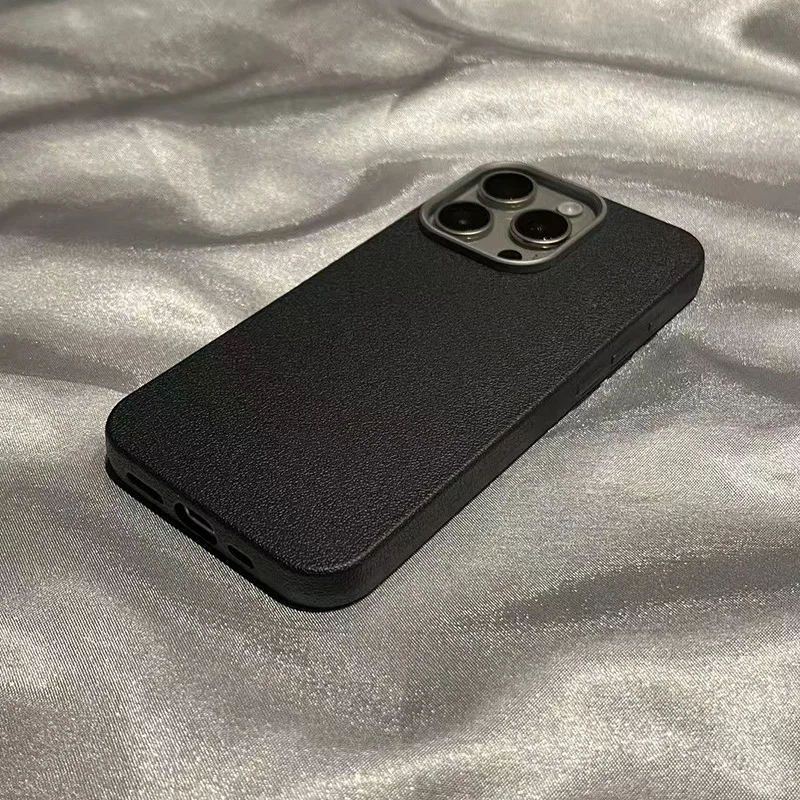 Matte Litchi-Textur Lederhülle für iPhone 18 17 16 16E 15 14 13 12 11 Pro Max Plus 16E 17E Air Silikon Stoßfeste Hülle – Detail 7