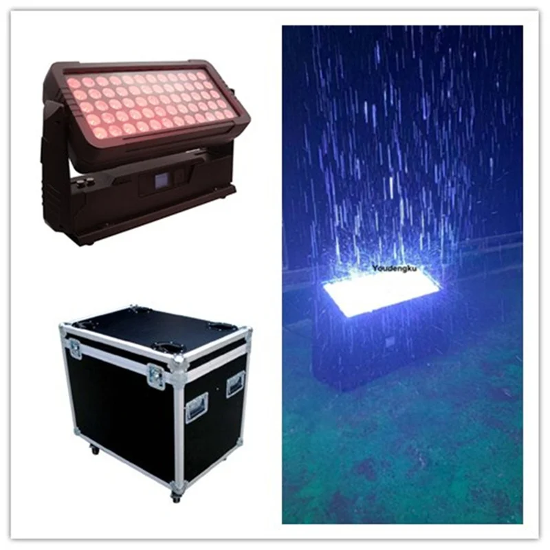 2pcs with flightcase LED Building DMX Wall Wash 60X10W RGBW 4IN1 Waterproof IP65 City Color Washers Outdoor Project Lighting