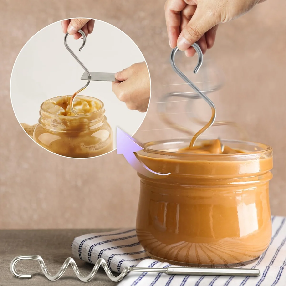 Agitateur de poupée d'arachide en acier inoxydable, outil d'arrête, centre commercial