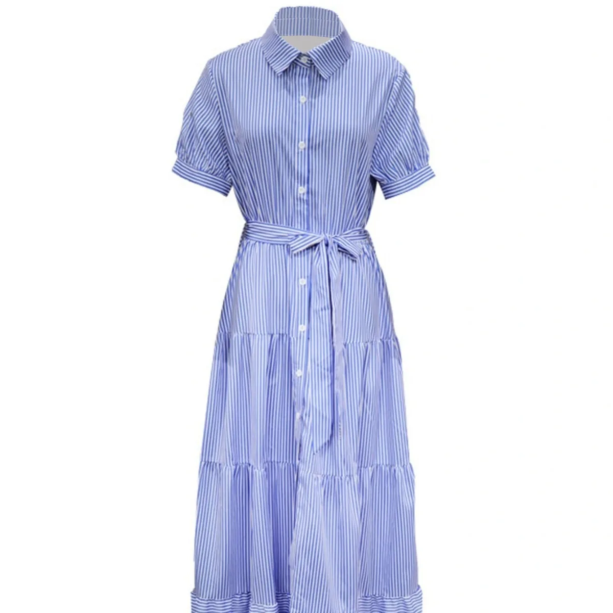 فستان نسائي مخطط بوهيمي من Vestidos Formales Mujer جديد بأكمام قصيرة ورقبة على شكل حرف v وصدر واحد على شكل حرف a قميص لقضاء العطلات على الشاطئ #6