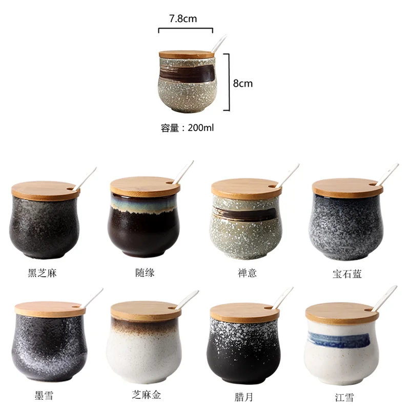 Japanese Style Oil Pot Spice Jar Kitchen Storage Container Ceramic Chili Box Salt Sugar Jar Kitchen Utensils Home Decoration New