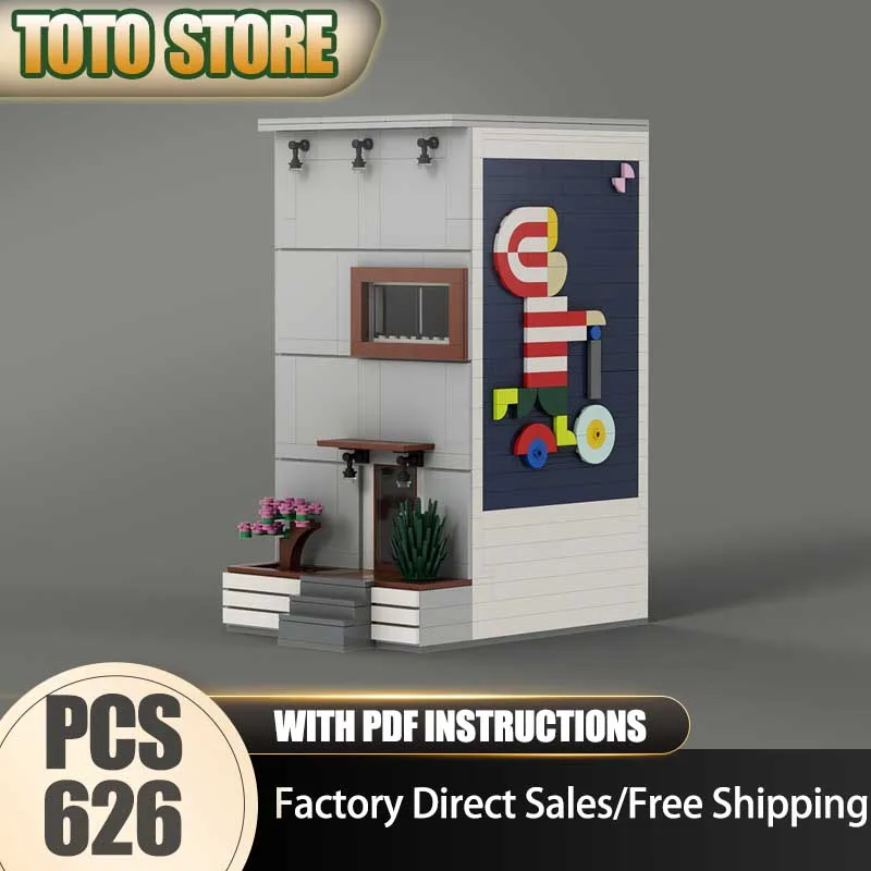 

Moc Building Blocks Modern Architecture with Wall Paintings Model Technology Brick DIY Assembly Construction Holiday Toys Gifts