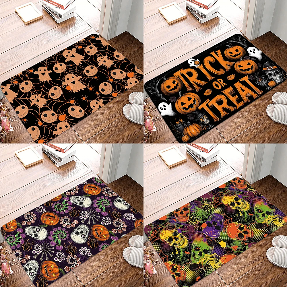 Halloween-Schädel-Fußmatte, Süßes oder Saures, Fußmatte für drinnen und draußen, Eingangsbereich, Fußmatten für Party, Zuhause, Küche, Wohnzimmer
