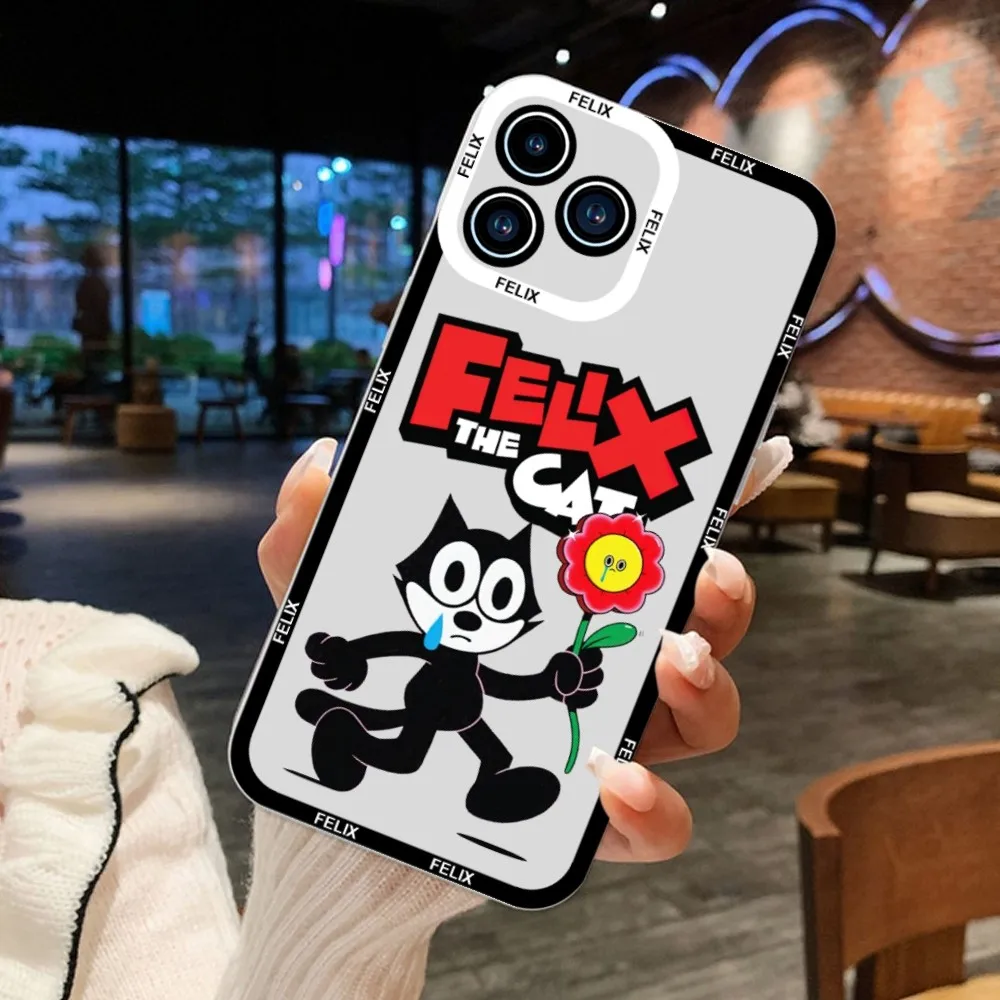 Cartoon Cute F-Felix the C-Cats Phone Case For iPhone 11 12 Mini 13 14 Pro Max Transparent Shell