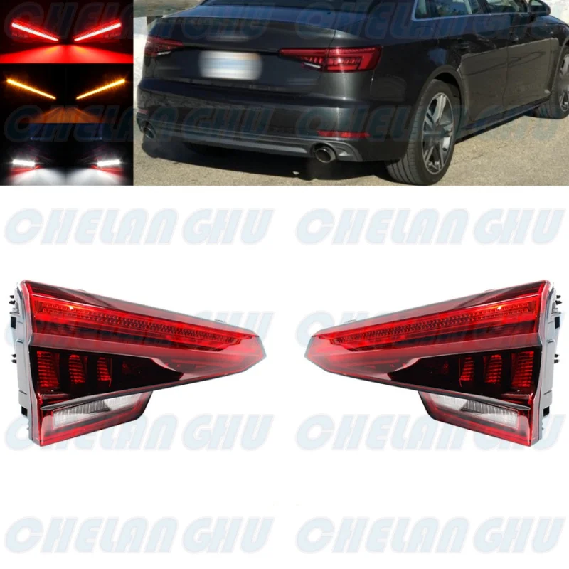 

For Audi A4 2017 2018 2019 2020 2021 2022 2023 Pair Inner Side Tail Rear Lamp Light With LED Bulbs 8W5945093C 8W5945094C