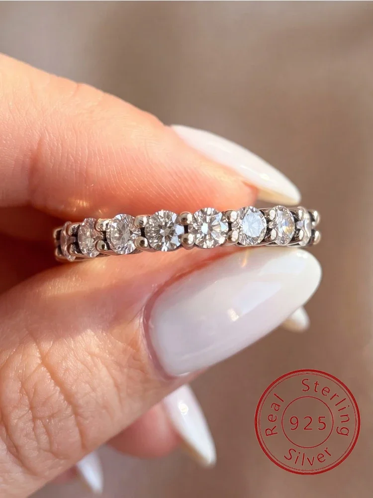 Luxury Simplicity Classic Zircon Single Row Ring For Women 925 Sterling Silver Engagement Wedding High Quality Fine Jewelry
