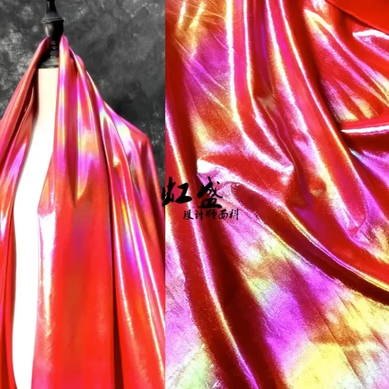 

Иллюзионная высокоэластичная позолоченная кожаная ткань для покрытия, дизайнерская ткань для одежды, шитье своими руками на метр, материал