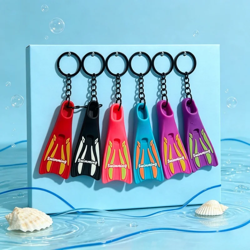 6-Piece Set ﻿Scuba Diving Keychain Silicone Dive Charm, Ocean Bag Charm with Mask Fins Tank, Cute Beach Gift for Keys Backpack