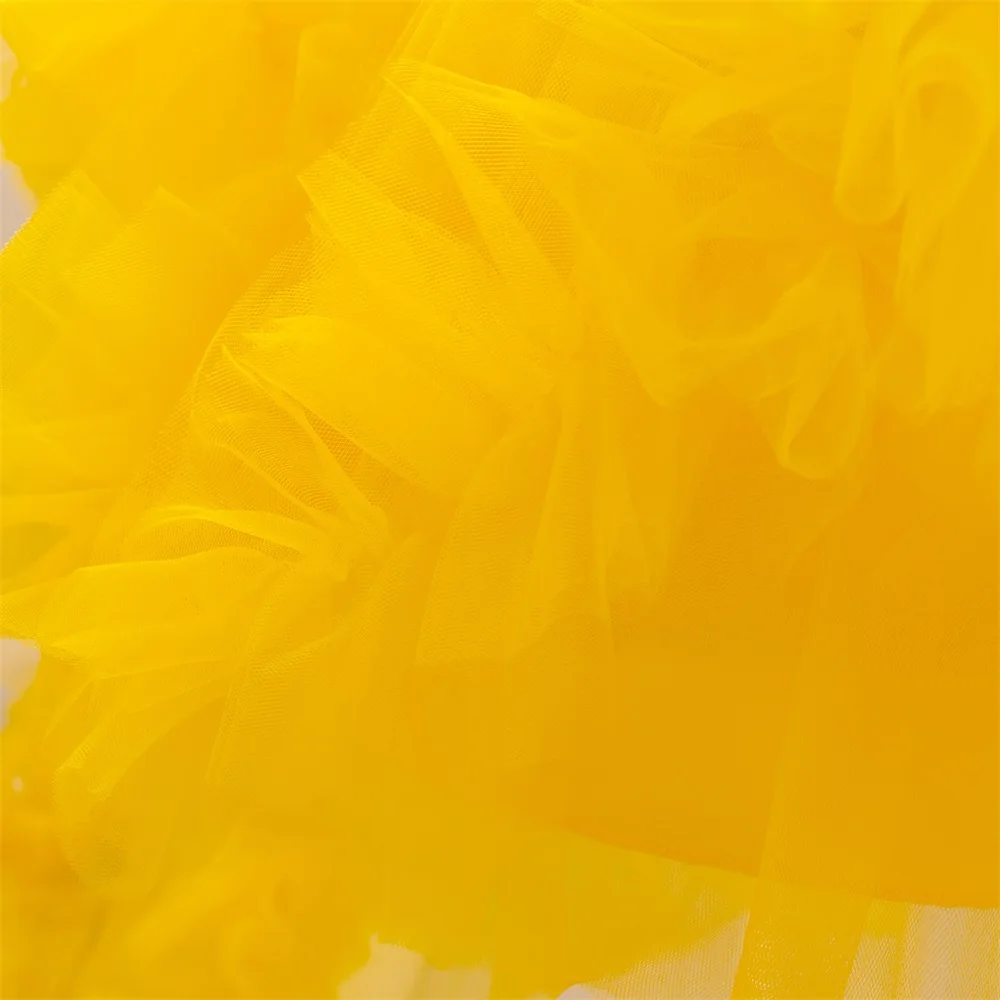 Baby Girls Trailing Birthday Party Dress Kids Yellow Lace Fluffy Costumes Toddler Summer Holiday Dresses Infant Fashion Vestido