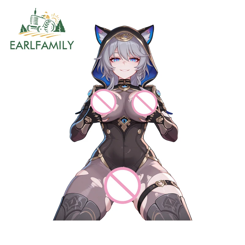 

EARLFAMILY Honkai Star Rail Cat Ears Girl Car Stickers Nice Breast Cipher Skateboard Vinyl Decal Windshield Trunk Accessory