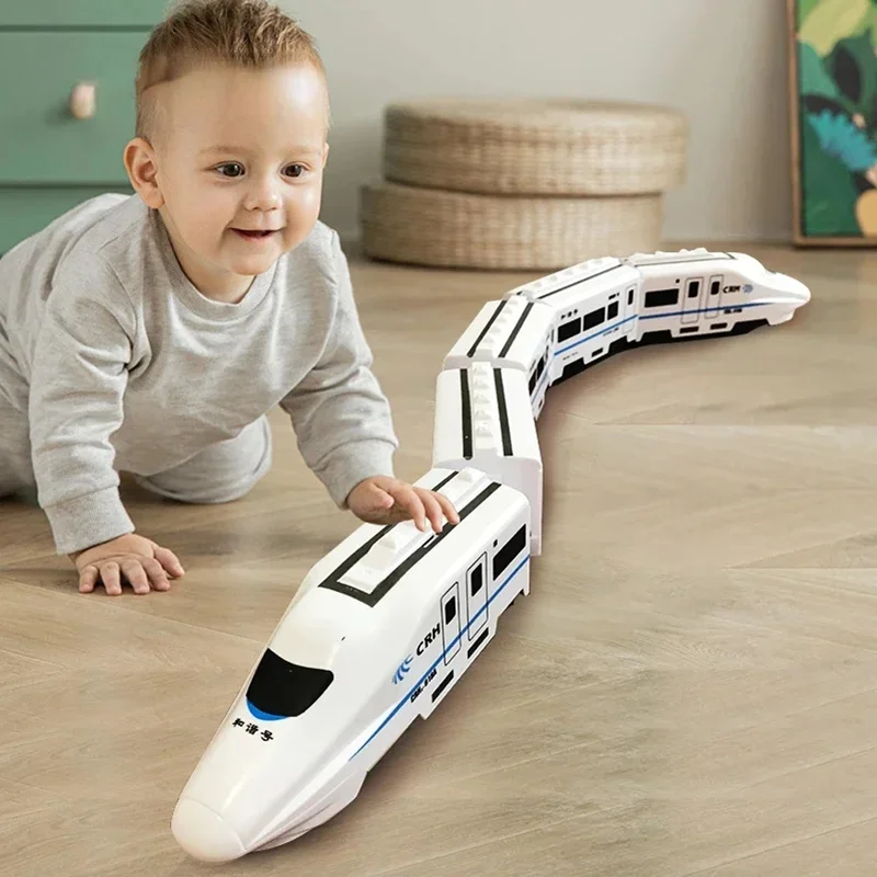

Kids DIY Simulation High Speed Railway Train Toy Car Electric Sound Light Model Train Educational Toys for Boys Girls Gift
