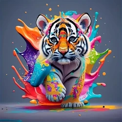 Kit di pittura diamante tigre colorata-regalo artistico fai da te 5D facile per principianti-mosaico animale-regalo a sorpresa per la decorazione della casa fatto a mano