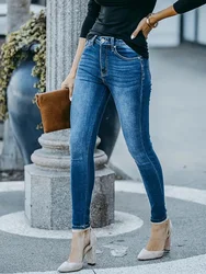Women Stretchy Skinny Jeans Lady High Waist Vintage Pencil Long Pants Girls Leggings Straight Leg Fashion Casual Daily Trousers