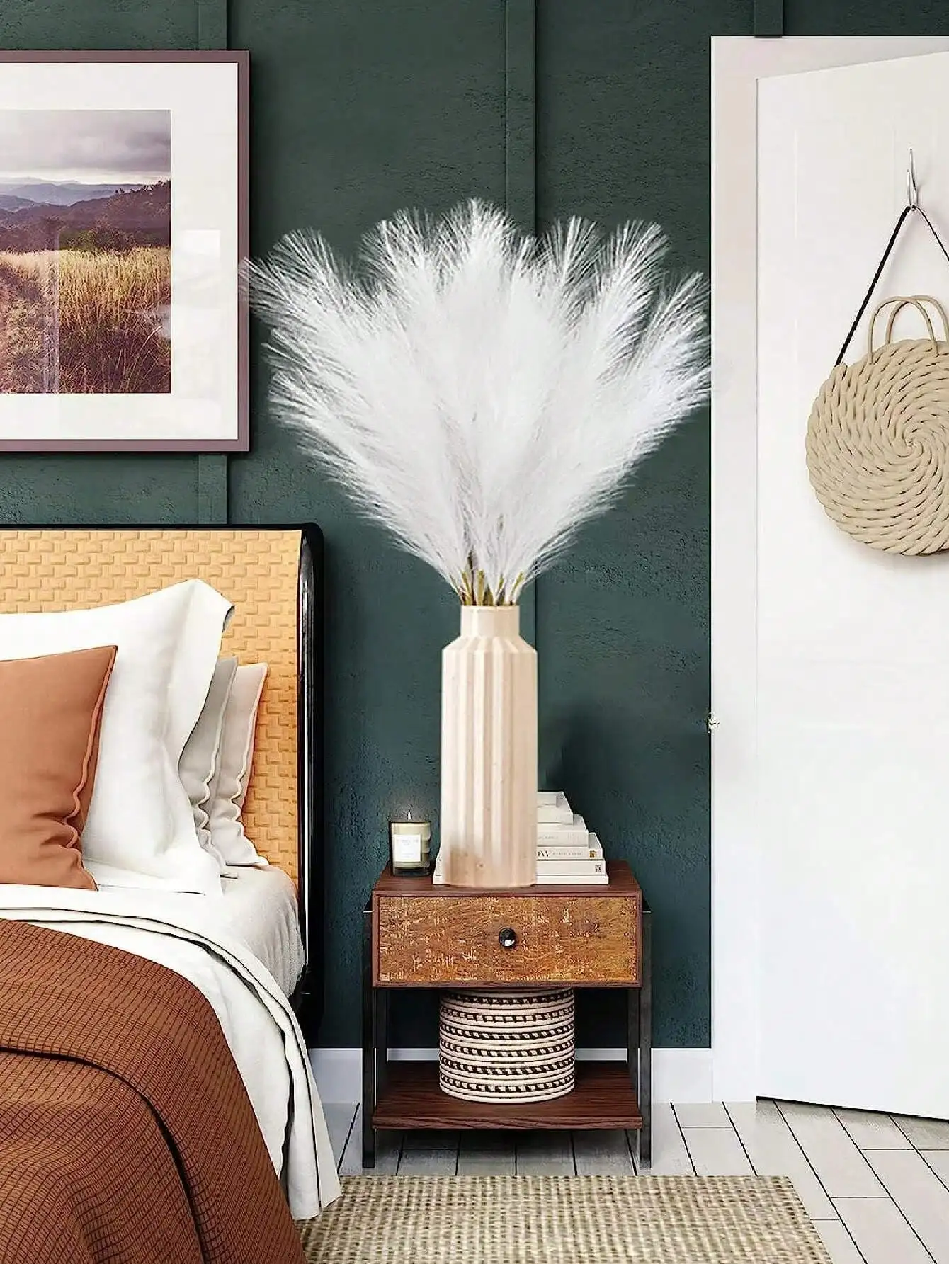 5/10/20 Stück weiße künstliche Schilfrohre, hohes Plüsch-Kunstgras, Pampasbaumzweige für Raumdekoration, Hochzeitsfeier-Dekoration – Detail 2