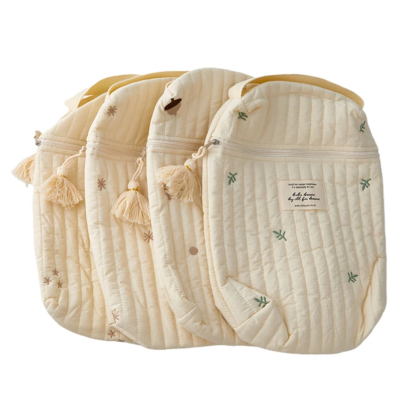 New Embroidery Portable Nappy Mommy Bag Stroller Hanging Bag Zipper Diaper Wet Bag Baby Items Storage Bag Handbags