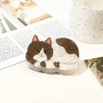 1/6個可愛甜美卡通橙色貓咪玩偶小貓髮夾 高級壓克力發爪 後腦勺捲髮鯊魚夾 10 最佳銷售 貓毛夾 - №5