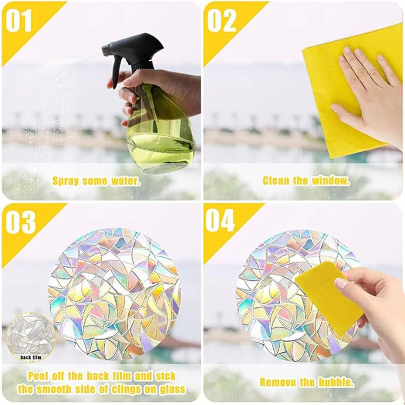 Anti-Collision Circular Window Stickers Reusable Rainbow Window Clings Stop Birds from Hitting Windows CLH@8