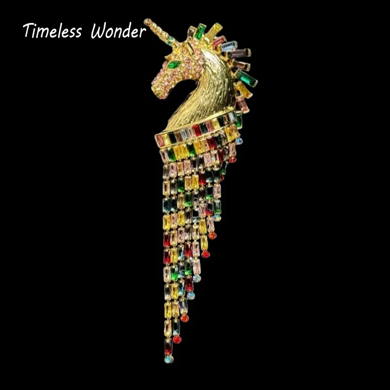 

Timeless Wonder Retro Zircon Unicorn Tassel Brooch Pins for Women Designer Jewelry Trendy Cute Rare Gift Sweet Classy 5381