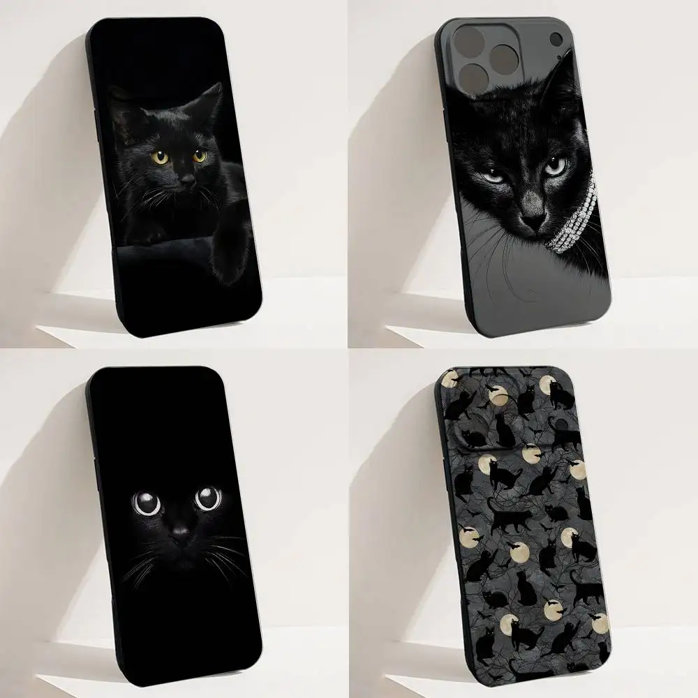 

Black Cat Staring Eye pg Phone Case For iPhone 17,16,15,14,13,12,11,X,XS,8,7,Pro,Max,Plus,E,SE4,Air,Mini Black Funda Shell