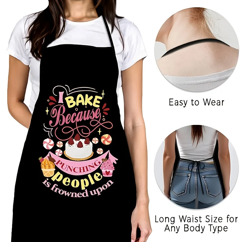 1pc Apron for Women and Men with Tie-Back Cute Cake Decoration Kitchen Cooking Holiday Party