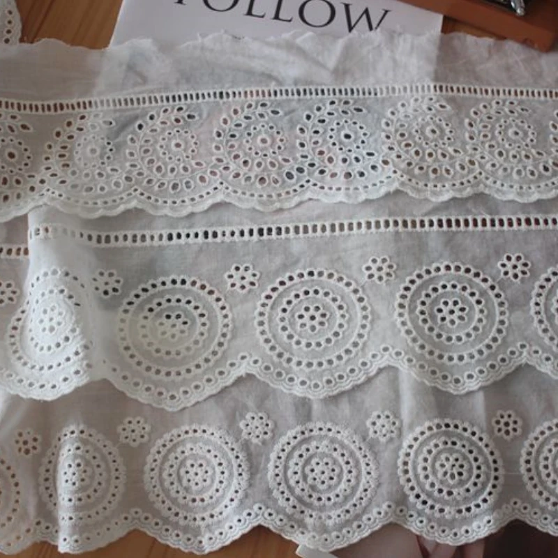 Cotton Embroidered Lace Fabric, Tablecloth, Home Textile, Handicrafts, Decoration, Trim, 5Yards per Lot