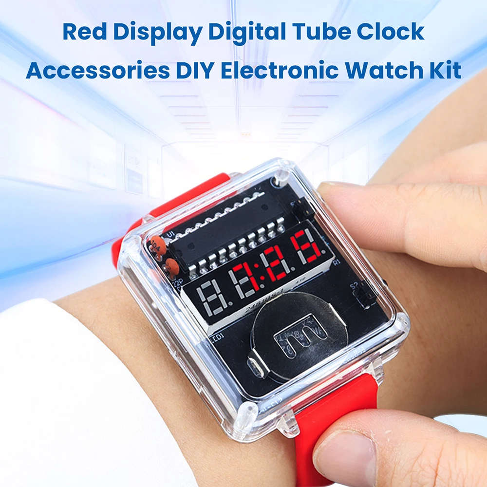LED Watch Kit DIY Electronic Watch Parts Welding Assembly Transparent Creative Single Chip Computer Digital Clock Accessories