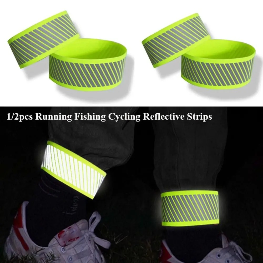 1pc New 56*4cm Running Fishing Wristband Green Outdoor Warning Wristband Pants Reflective Tape Outdoor Tool