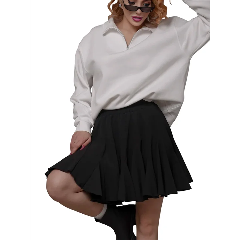 ABRT-Women's Pleated Skater- تنورة أساسية كاجوال بكشكشة عالية الخصر - ملابس داخلية صغيرة متوهجة - تنانير