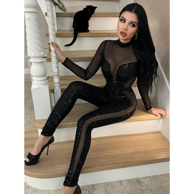 

Сексуальные черные брюки CNE Street Sle с пайетками и вырезами, с длинными рукавами, с низкой талией, осенние, 2024