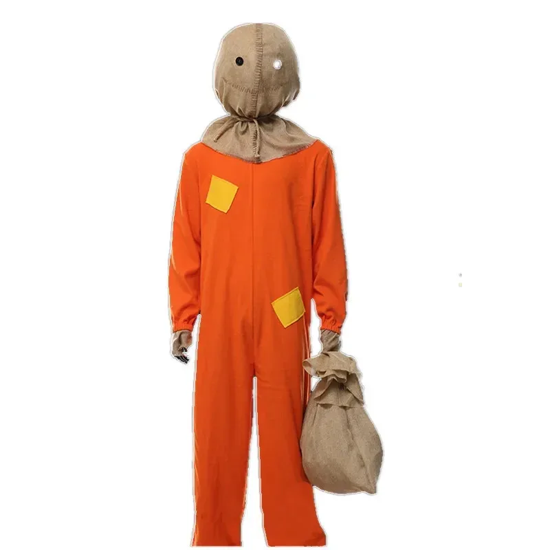 

Movie Sam Cosplay Costume Headband Halloween Trick Or Treat Without Sugar Adult Child Horror Pumpkin Jumpsuit Pocket Suit