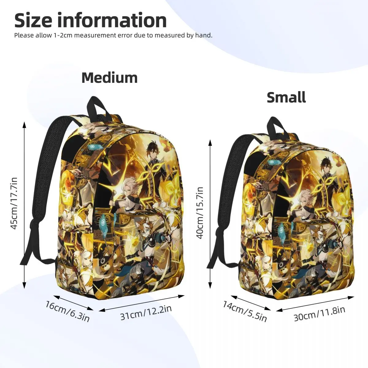 Genshin Impact Anime Game Backpack Daypack Large Capacity Kids BookBag School Bag Shoulder Bags for Men Women