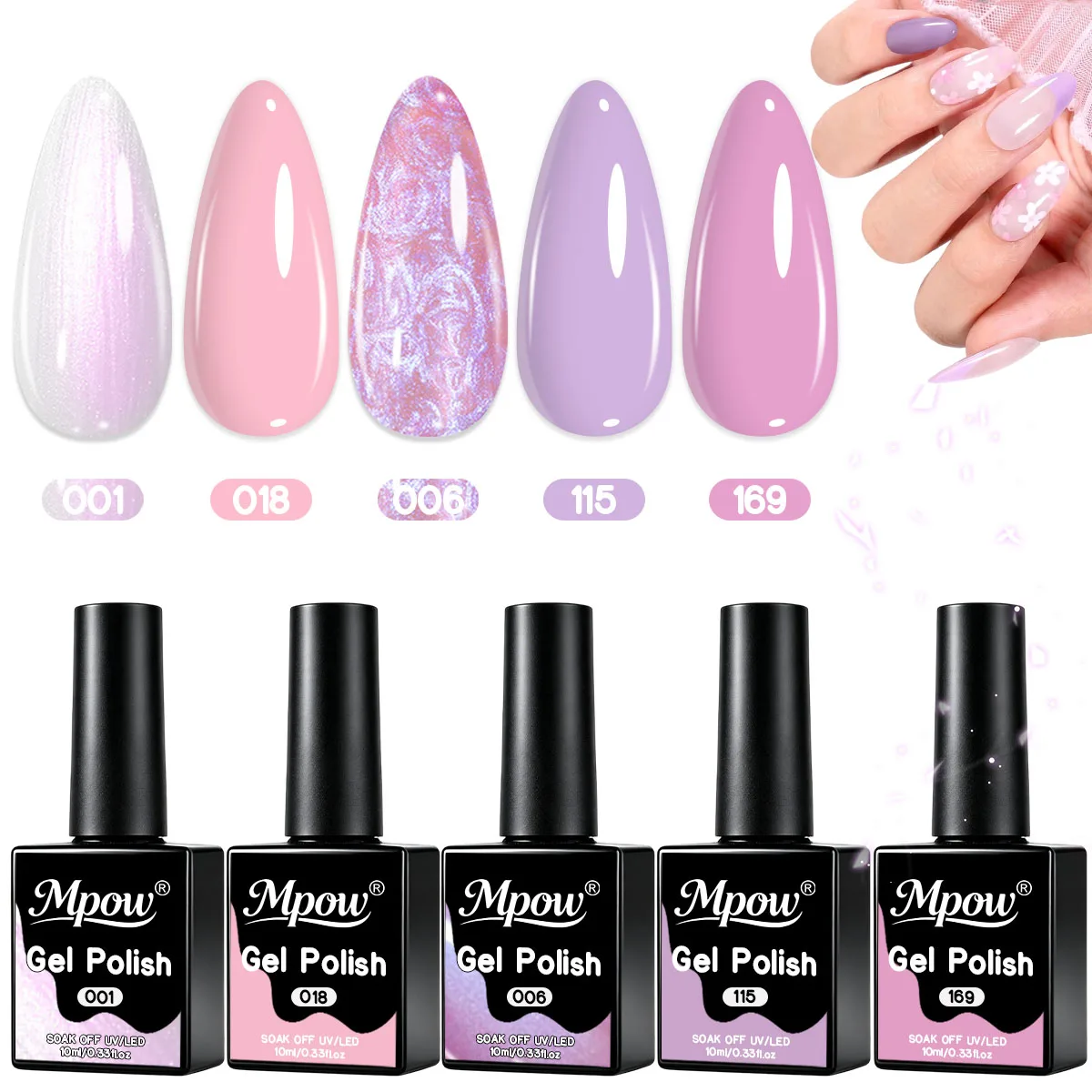 Nail Art Pink Soft - Mpow 1/5 Pcs Soft Pink Purple