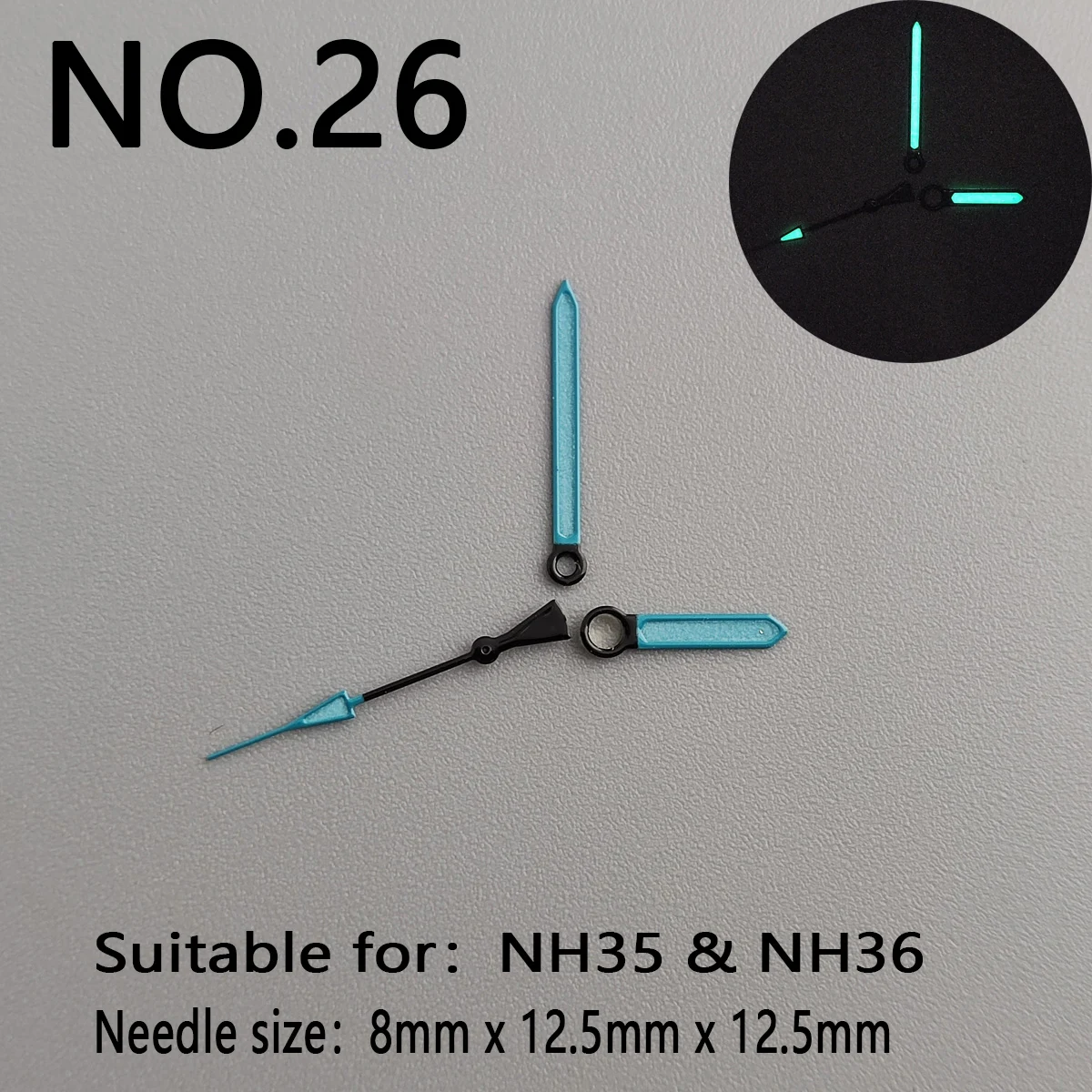 NH35 puntatore a mano NH36 puntatore a mano ago d'argento accessori per orologi luminosi verdi adatti per il movimento nh36 di seconda mano nh35