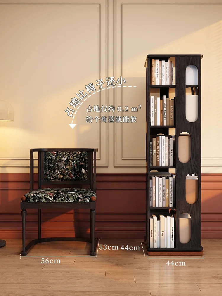 Bookshelf living room Internet celebrity solid wood retro bookcase floor-to-ceiling multi-layer storage shelf