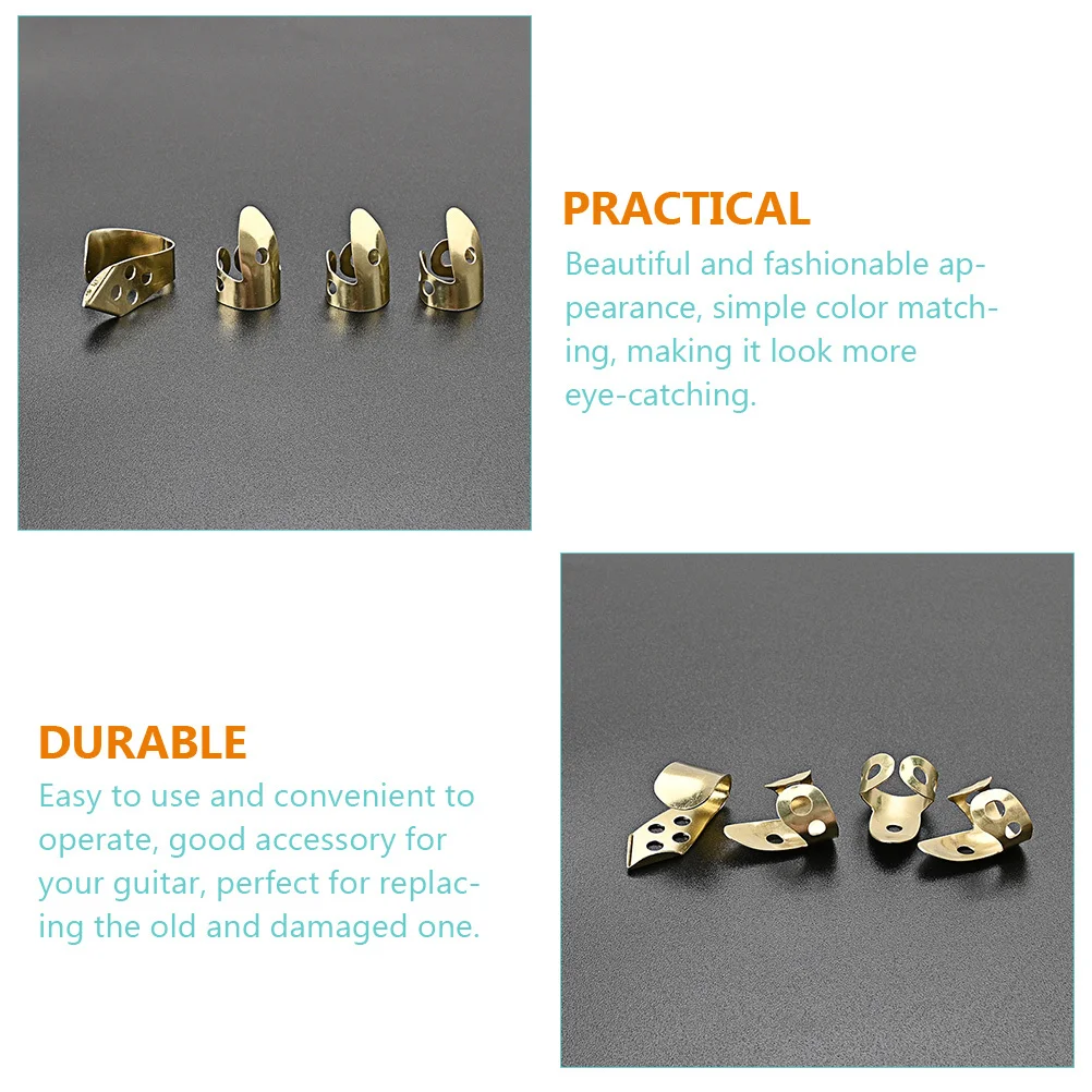 

4pcs Metal Finger Picks Set Durable Fashionable Design For Guitar Banjo Bass Replacement Accessory Thumb Pick Guitar Fingertip