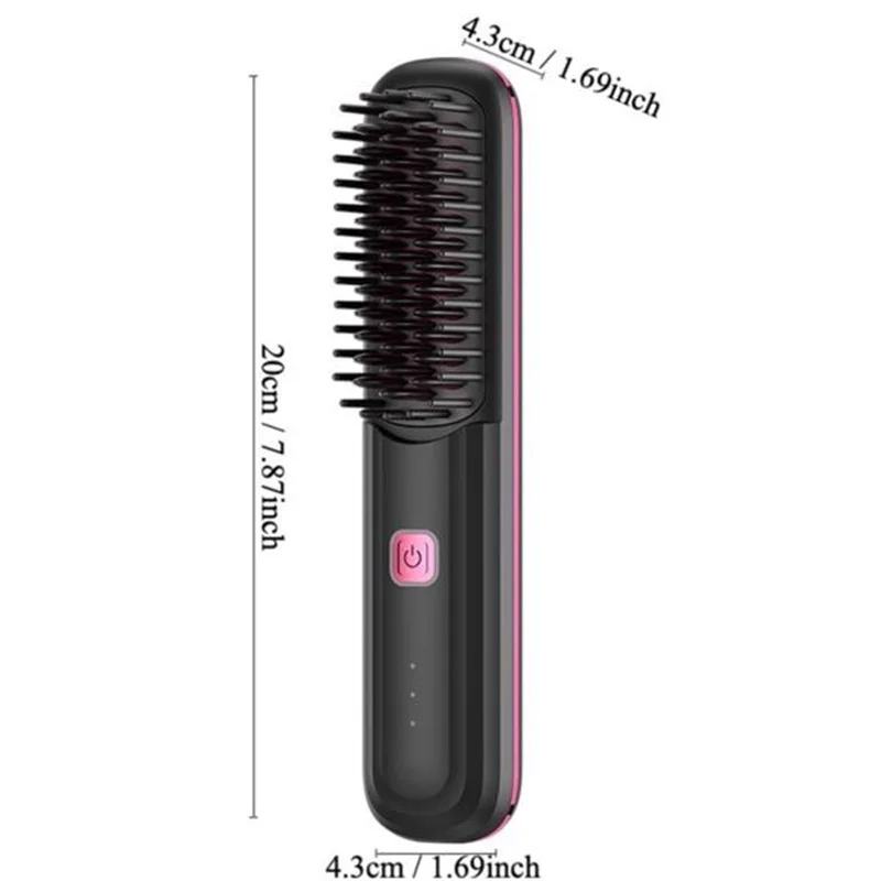 Wireless Hair Straightener Comb: Ultra.Soft Hair Brush, Portable Cordless Design, USBCharging, Hidden Heating, Scalp Massage, LE