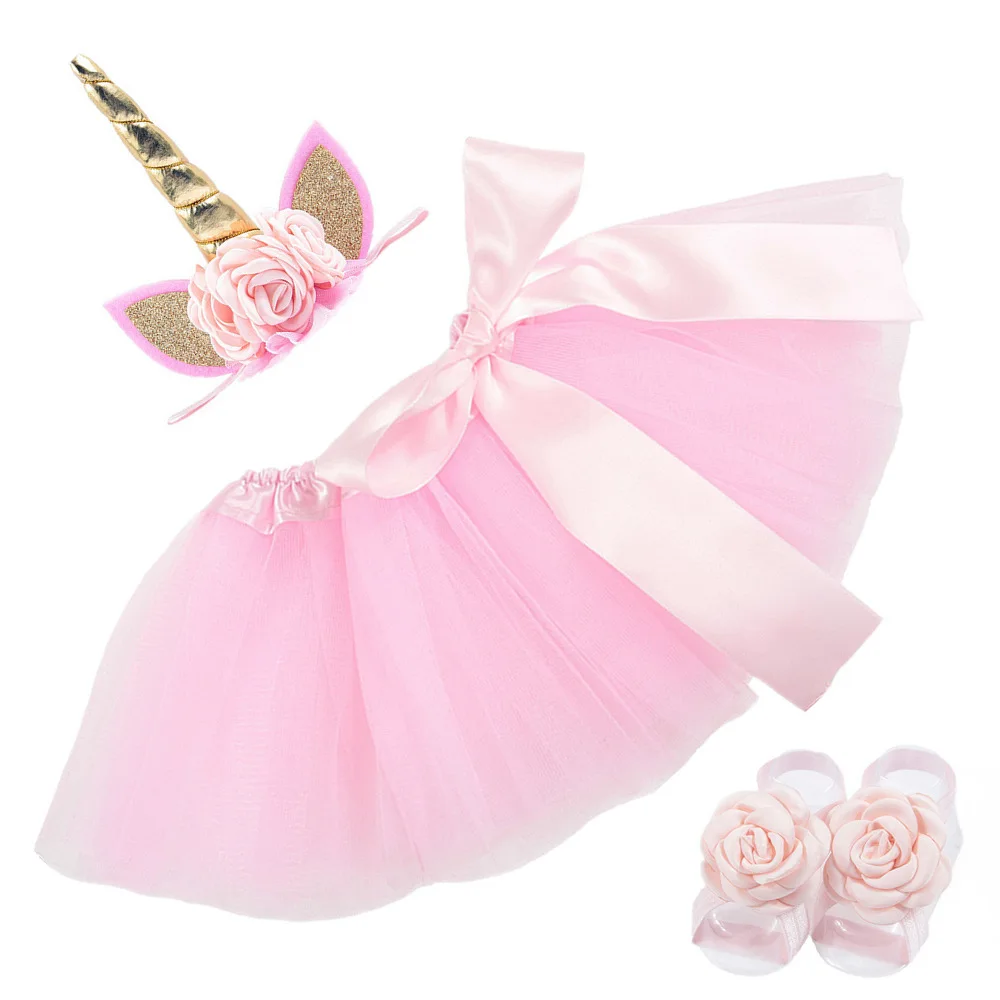 New Baby Growth Take Photos Clothing Headband Feet Cover Newborn Bow Yarn Dress Children\'s Photography Accessories Souvenirs