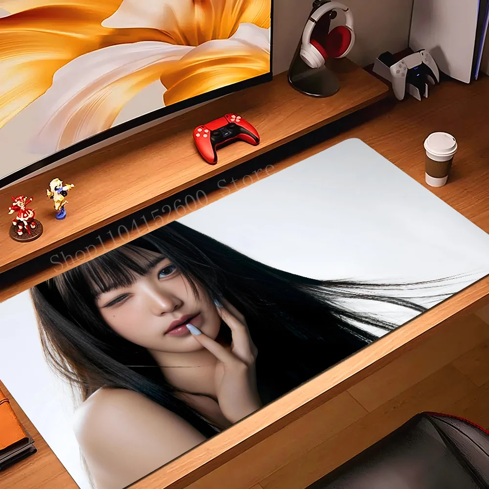 K-kpop Girl Jang Wonyoung Mousepad Mouse Mat Desk Mat With Pad Gaming Accessories Prime Gaming XXL Keyboard Pad