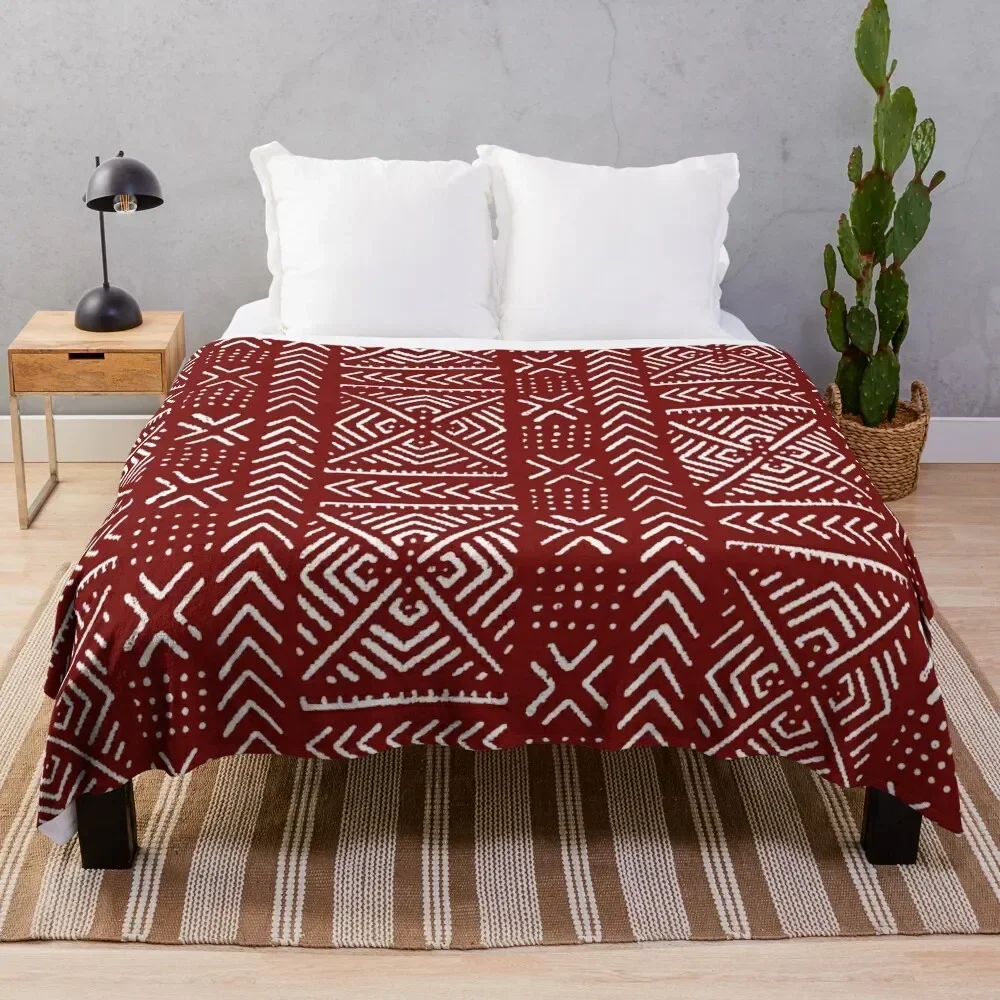 Line Mud Cloth // Maroon Throw Blanket Large Winter beds Blankets