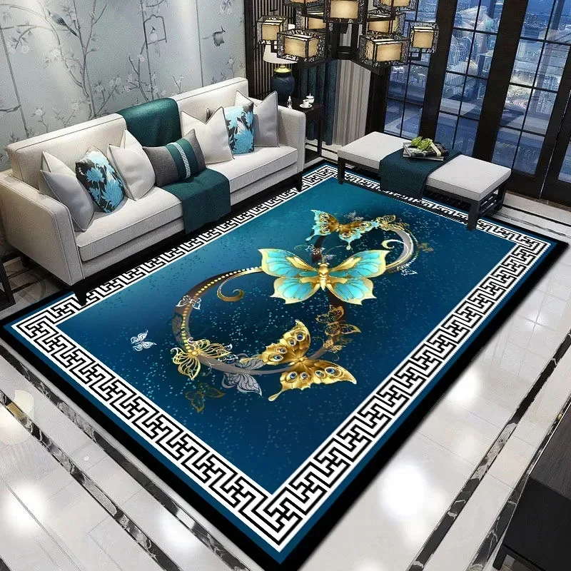 3D Geometric Living Room Carpet Stone Flower Home Bedroom Sofa Coffee Table Kitchen Rugs Non Slip Hotel Office Floor Mat Decor