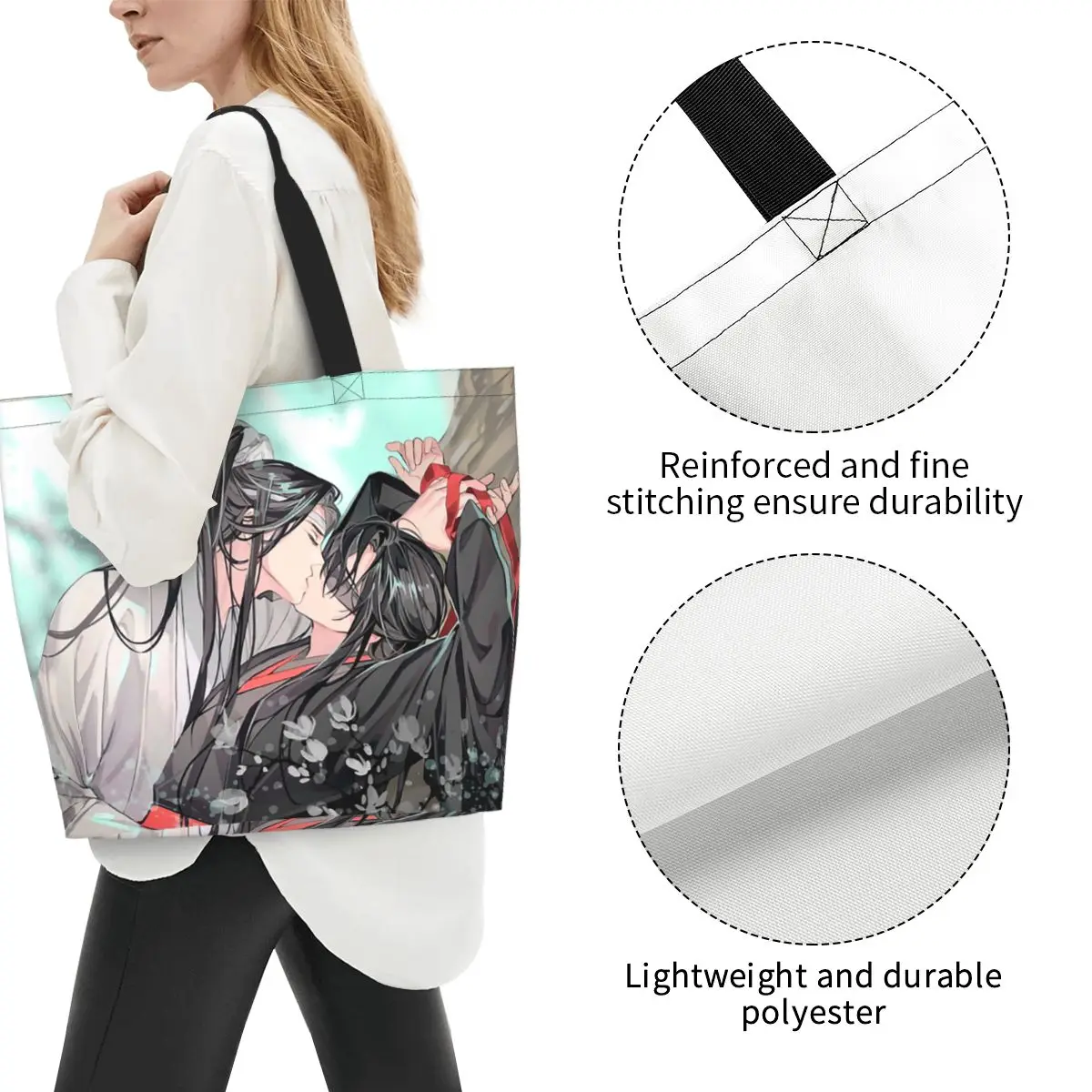 Mo Dao Zu Shi The Grandmaster Of Demonic Cultivation Shopping Tote Bag Canvas Shoulder Bags Shopper Grocery Handbag for Women