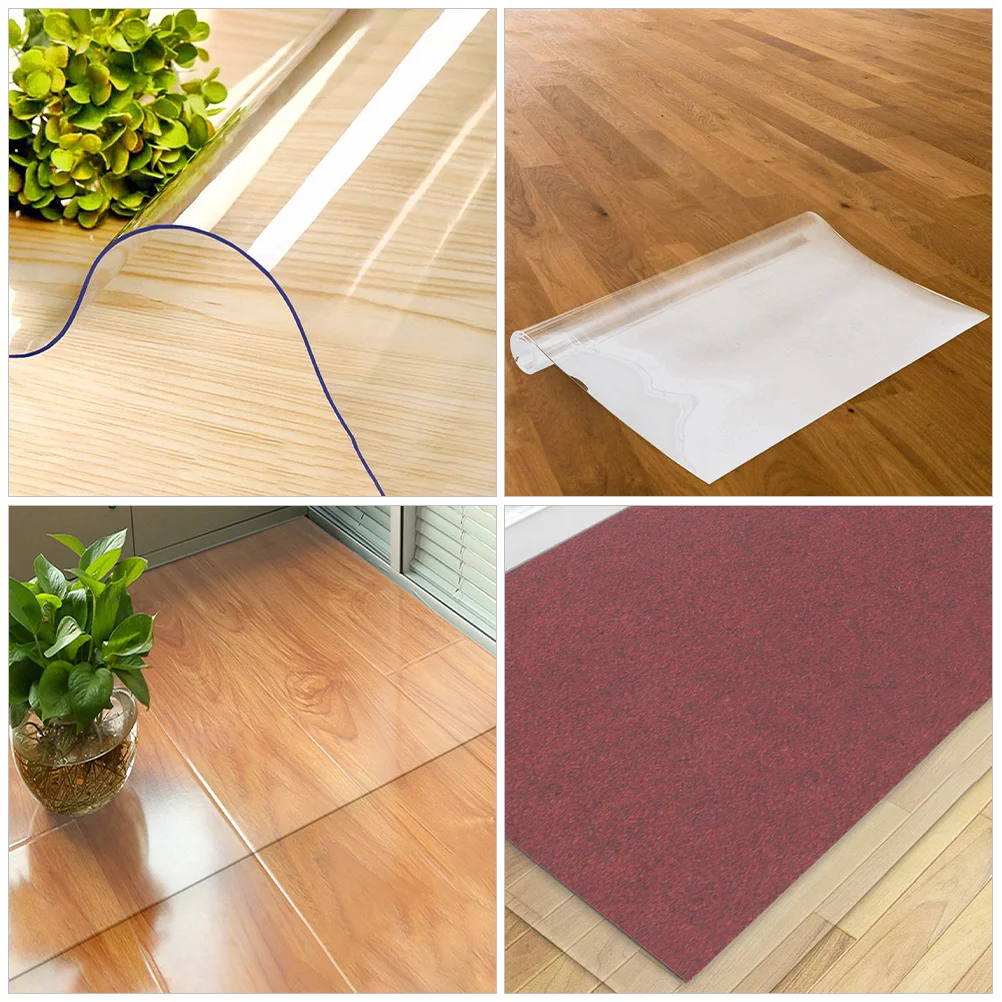 Transparent Pvc Floor Mat Carpet Protector Reusable Skid Proof Easy Clean Custom Size Cuttable For Bathroom Bedroom