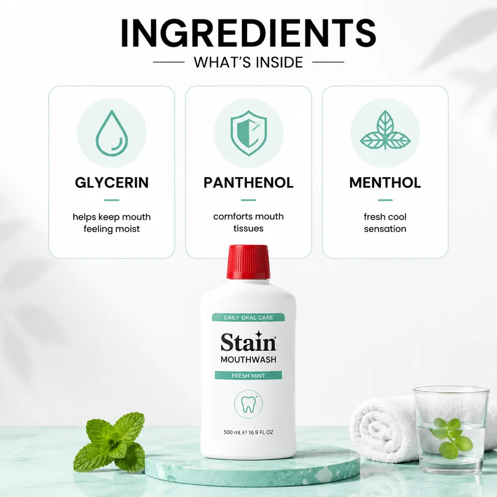 237ml Alcohol Free Mouthwash Fresh Breath Oral Rinse Mild Formula Daily Oral Care Post Meal Rinse Mint Non-irritating Protable