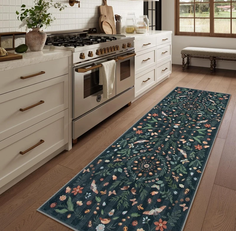 Zarif Koyu Renkli Çiçek Desenl - Commercial Kitchen Non Slip Flooring incelemesi ve fiyatı