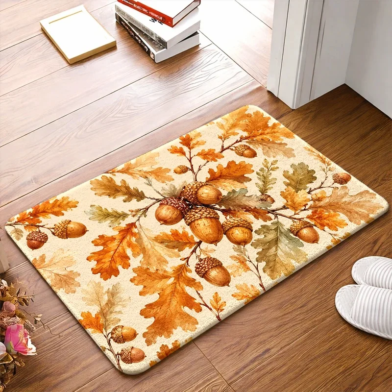 Family Blessings Slogan Doormat Cute Give Thanks Harvest Pumpkin Welcome Mat Anti Slip Floor Carpet Entrance Rug Patio Porch Mat