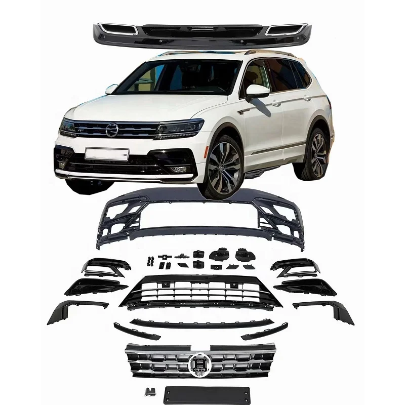 High Quality Auto Part For Tiguan 2018 Upgrade to R line Facelift Tuning kit with grill front wheel arch rear diffuser tips