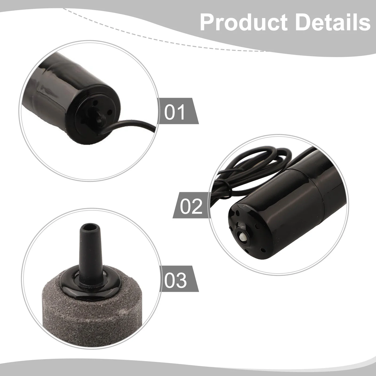 Indoor Aquarium 1m Black Aquarium Oxygen Pump Artemia 5V 1A Power Supply Car USB Compatible Household Aquarium Pump
