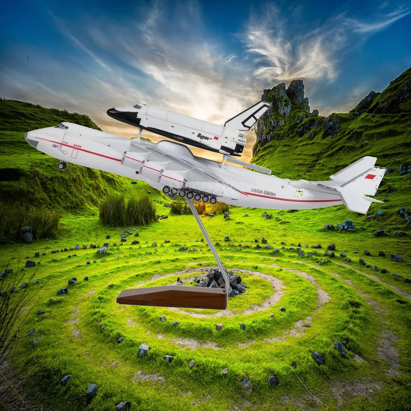 An-225 Model with Buran Shuttle Realistic An-225 Buran Model Collectible Decorative for Collectors, Desk, Office