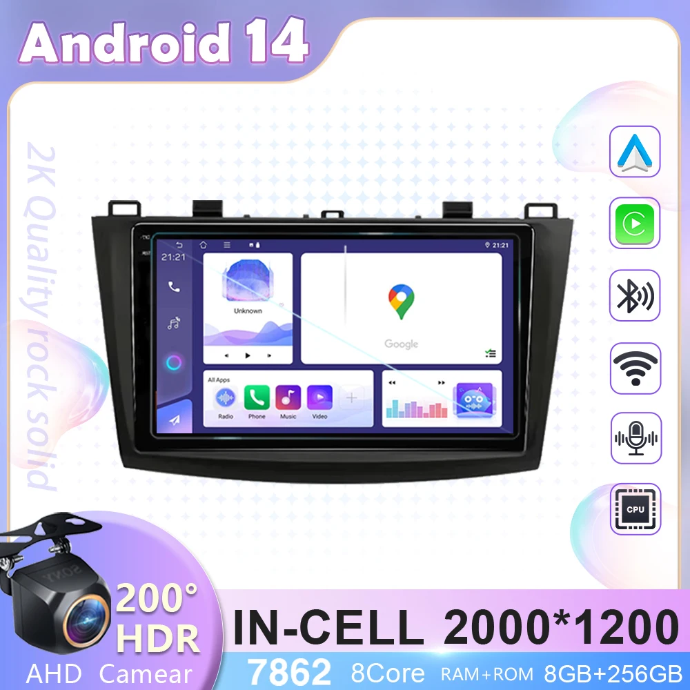

for Mazda 3 2009 2010 2011 2012 2013 Car Stereo Radio Multimedia Player GPS Navigation Head Unit Carplay DVD Auto 2 din Android